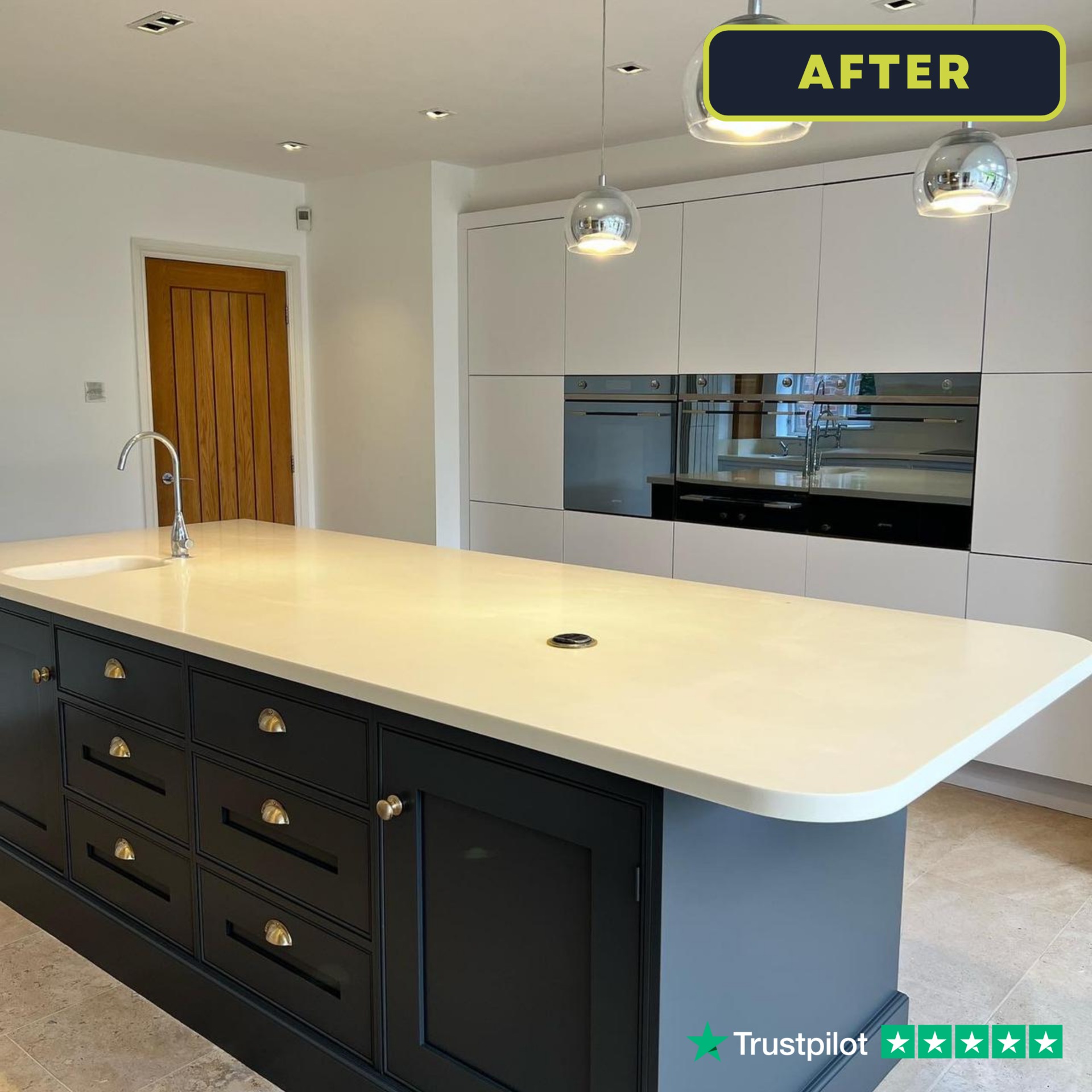 Before and after Kitchen Respraying in Cheshire